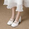 Winter 2025 New Black High Heels Women's French Thick Heel Patent Leather Square Head Temperament Single Shoes Mary Jane Small Leather Shoes