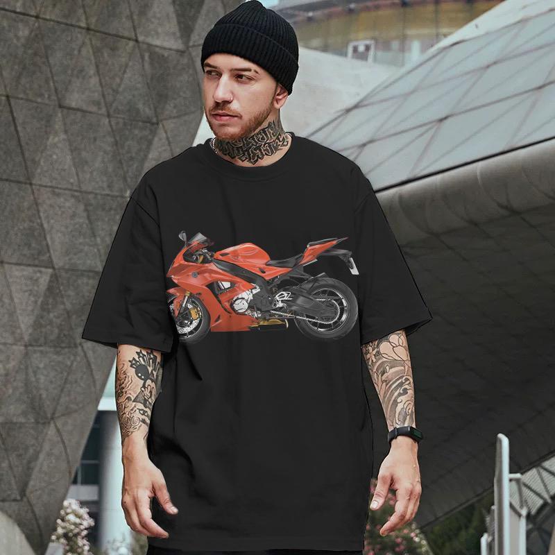 

Мужская футболка с коротким рукавом и 3d мотоциклетным принтом, летняя мужская футболка в стиле ретро, ​​модная повседневная футболка, свободная футболка большого размера, новые топы 2024 г. 6XL