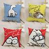 Cartoon Cute S_Simons Cat Cushion Cover Silky Short Plush Double-Sided Printed Pillow Case For Sofa All Seasons Home Decor Gift