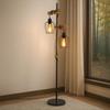 Lampadaire salon sur pied NETTLIFE - en bois, Style industriel rétro, 2 douilles E27, hauteur 151 cm, abat-jour en métal