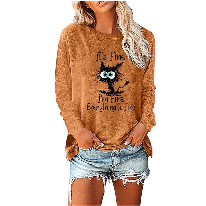 QICED Women's Fashion Casual Long Sleeve O-Neck  Blouses & Shirts