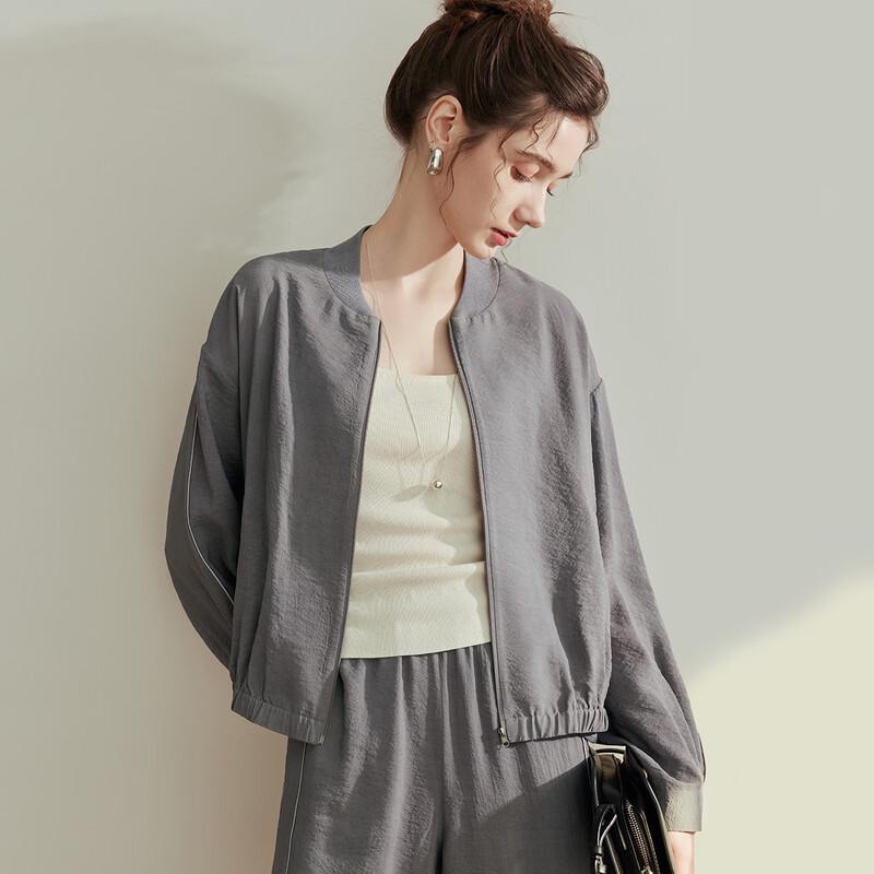 Snowforte Women s Casual Baseball Collar Cardigan Jacket M