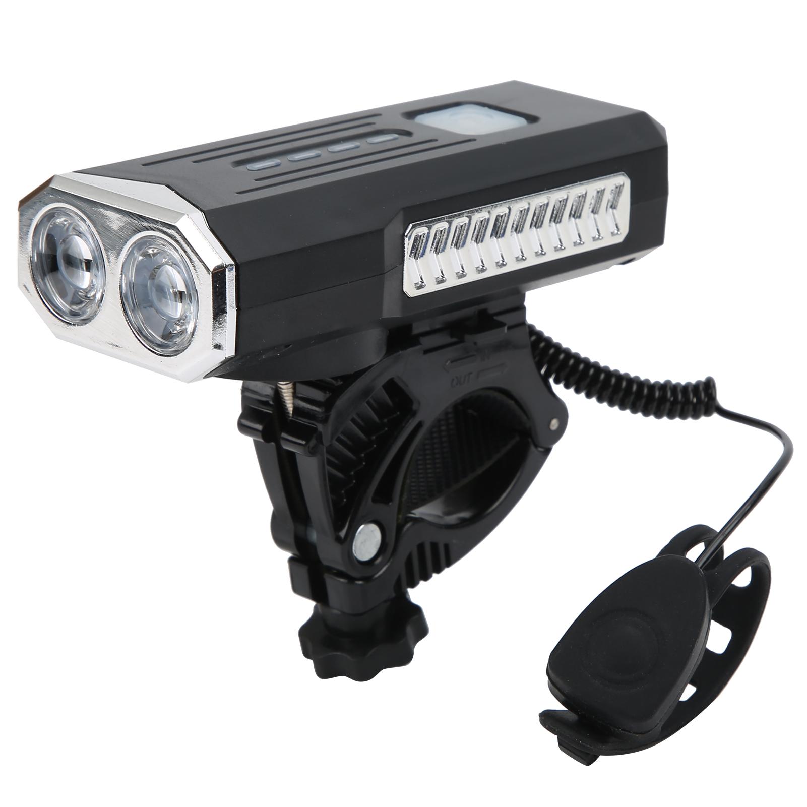 

Велосипедный фонарь USB перезаряжаемый для ночной езды водонепроницаемый передний фонарь для велосипеда с клаксоном черный