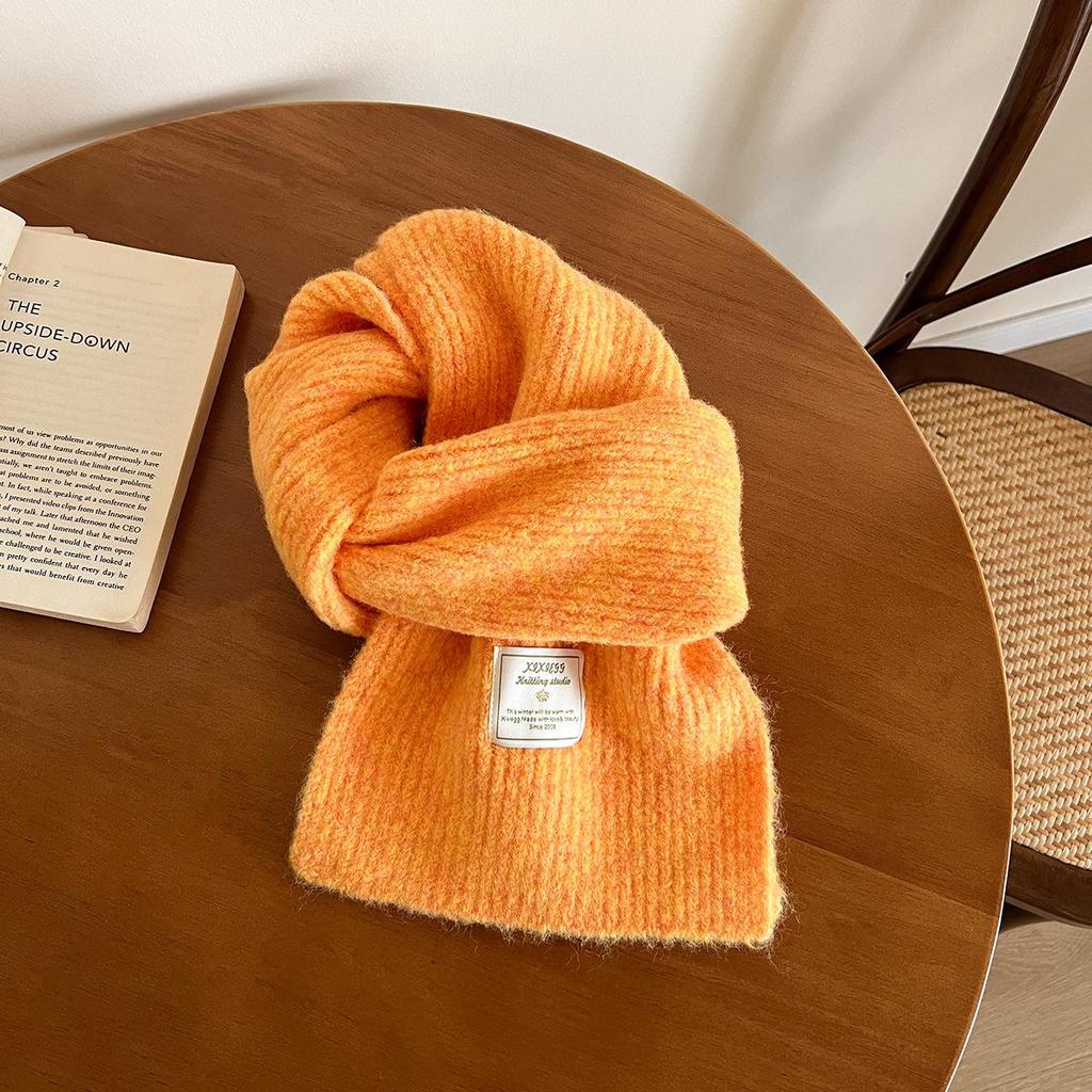 2025 Winter Korean Wool Solid Color Blue Scarf - Blogger Style
