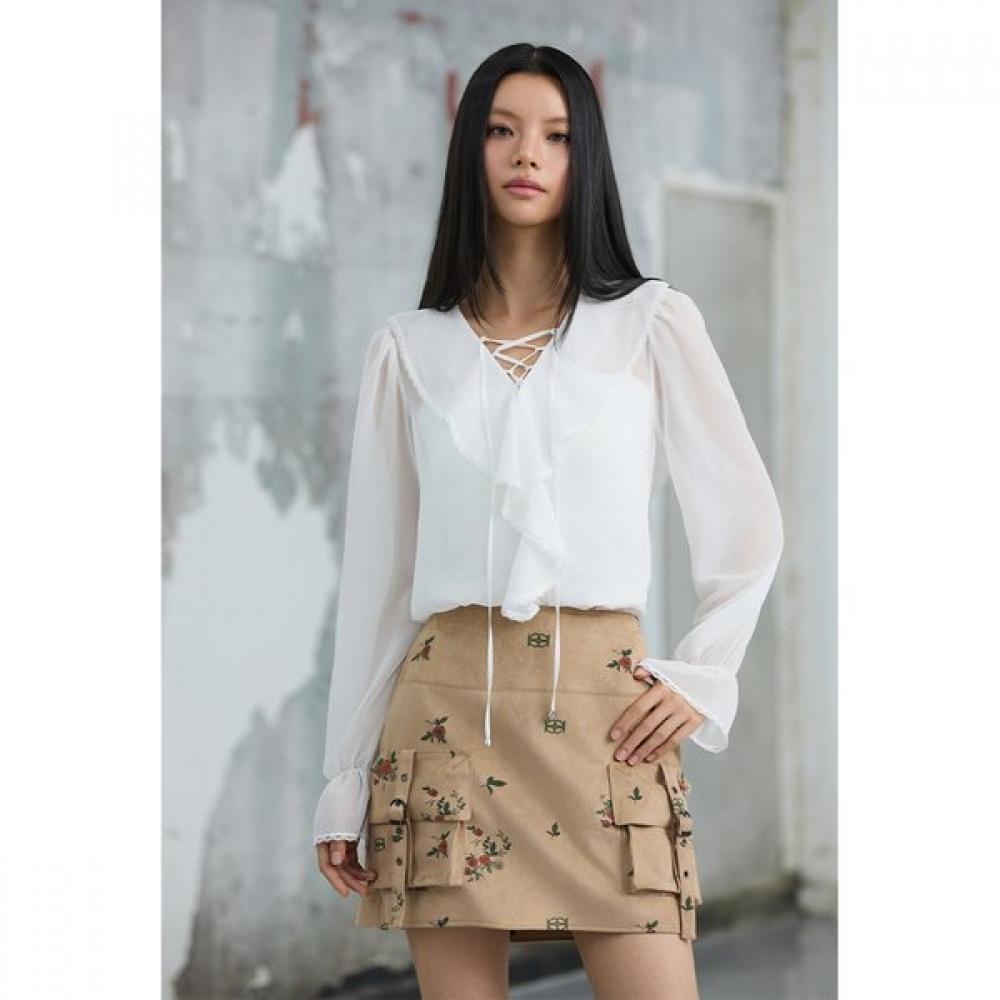 Egoist Ruffle Lace Up Blouse  Er3obl01 