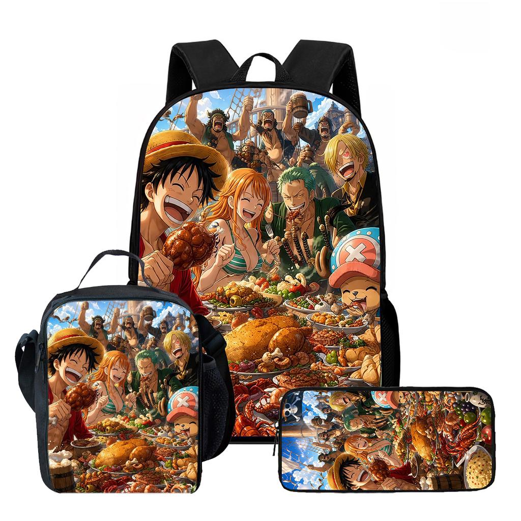 15 Inch One Piece 3-in-1 Backpack Set Unisex for Boys and Girls Age 6-10, Light Weight School Kit with Lunch Bag & Pencil Case