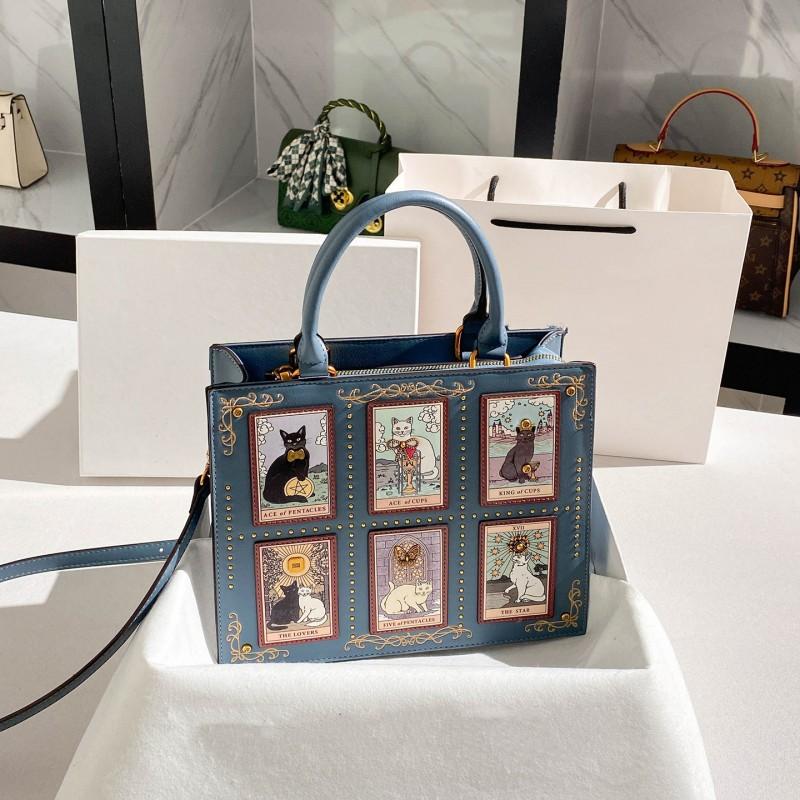 High-end Light Luxury Embroidered Elf Cat Handbag Large Capacity Single-shoulder Tote