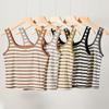 Women's Tank Top Square Neck T-shirt Striped Slim Fit Casual Top
