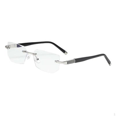 Blue Light Glasses Rectangle Rimless for Men Woman Readers Unisex