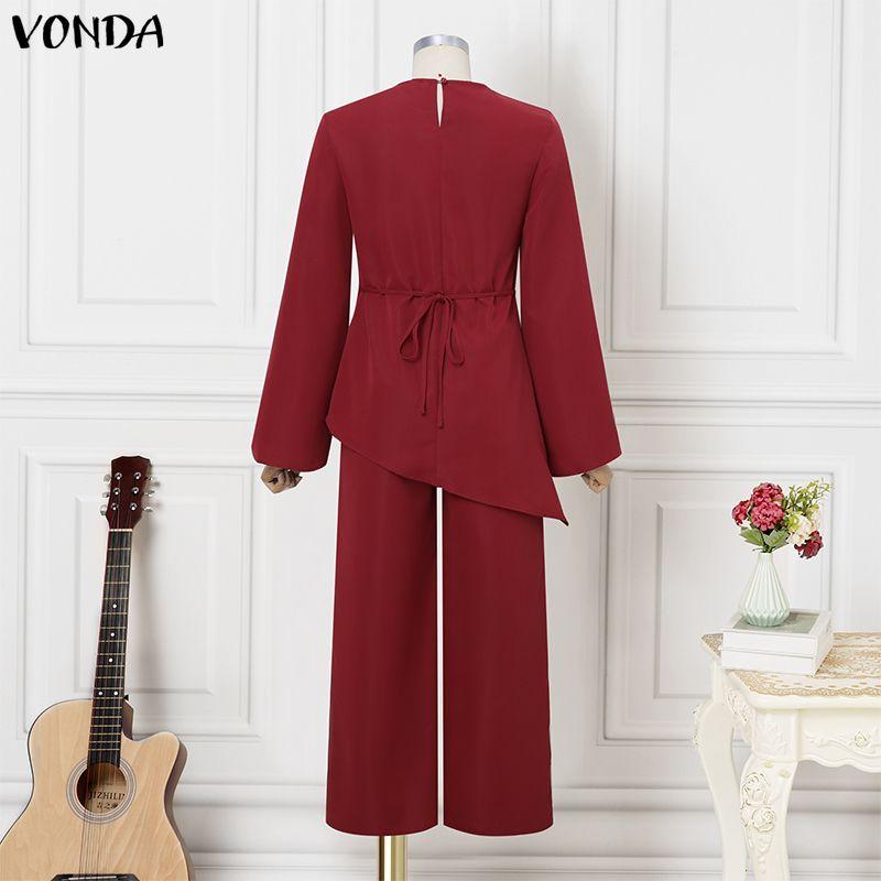 VONDA Elegant Sets Two Pieces Women Half Sleeve Irregular Blouse and Pants Casual Outfits