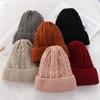 Color Winter Warm Wool Knitted Beanies Thick Fleece Hedging Cap Slouchy Bonnet Casual Ski Hats
