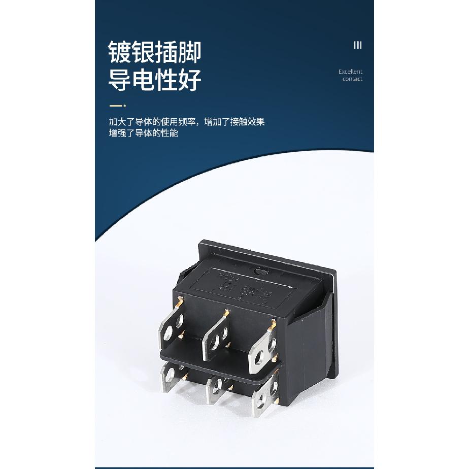 1PCS Self Reset Rocker Switch Momentary KCD4 Power Switch ON-OFF-ON Reset 3 Position 6 Pins 16A 250VAC/ 20A 125VAC Pushbutton Switches 3