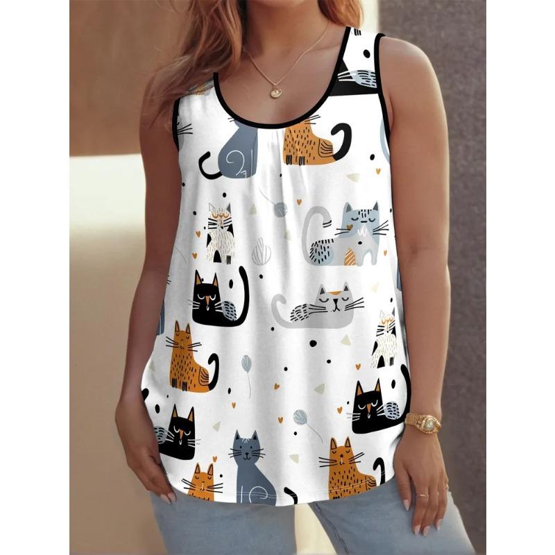 Women's Sleeveless Vest Creative Colorful Pattern Printing Comfortable Soft Fashionable Versatile Summer Oversized Vest