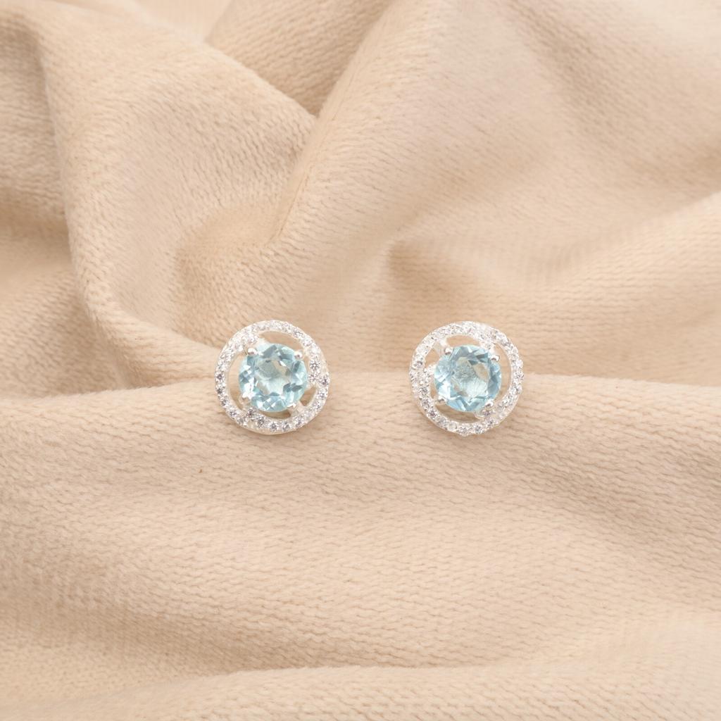 Nebesky modrý topaz drahokam 925 sterlingové stříbro šperky zirkonové pecky pro ženy dárek CZE-8-5