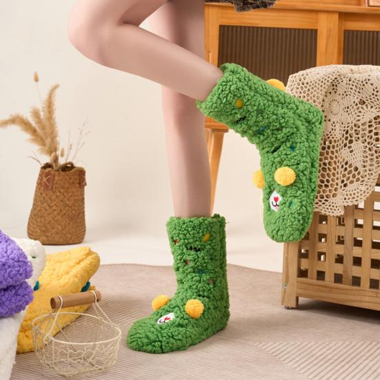 Anti Skid Indoor Socks Thickened Floor for Women, Non-Slip Mid-Calf Socks, Cartoon Thermal Winter Warm Thick Women Slippers Soft Fuzzy Cozy