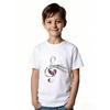 European sizes Kids' Music Love Heart Style T-Shirt - Unique Black Base with White Musical Notes and Abstract Treble Clef Design
