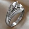 Hot-selling New Product: Light Luxury Style Micro-inlaid Zircon Lily Flower Design, Unique and Elegant Women's Ring