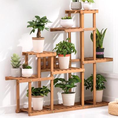 Solid Wood Indoor/Outdoor Movable Flower Pot Rack