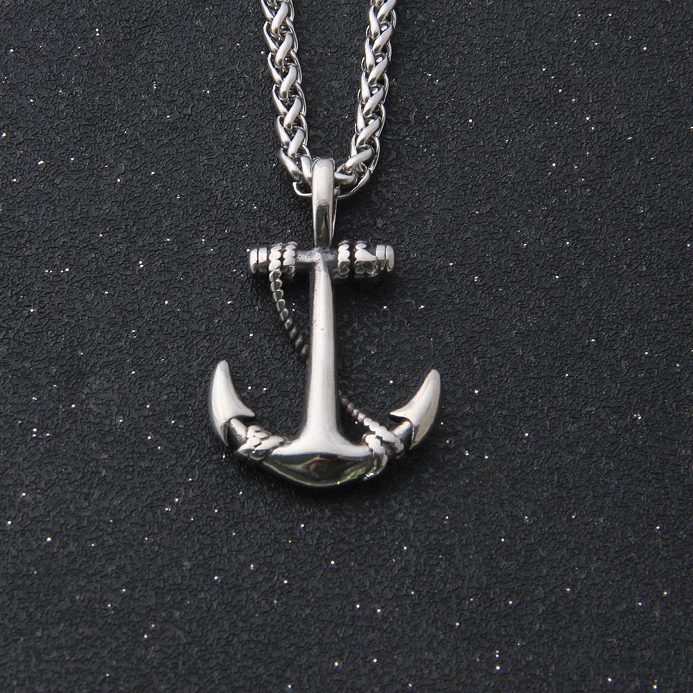 Personalized internet celebrity boat anchor cross pendant necklace, European and American trendy men s fashion men s accessories
