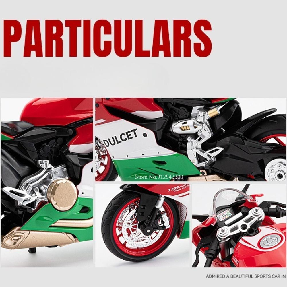 Scale 1:9 1199 V4S Motorcycle Car Model Toy Linkage Wheel Steering Shock Absorption Motorbikes Models Toys Kids Presents