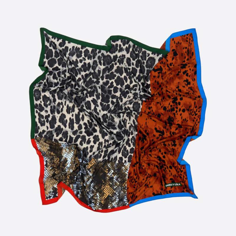 BIMBA Y LOLA Brown Animal Print Patchwork Scarf B256AIF002RDF