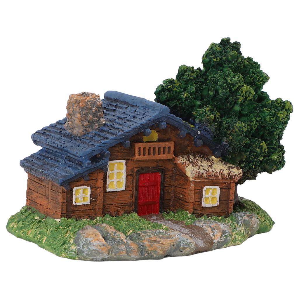 Landscape House Figurine Resin Village Hut Ornament Bonsai Decoration for Home Gardening