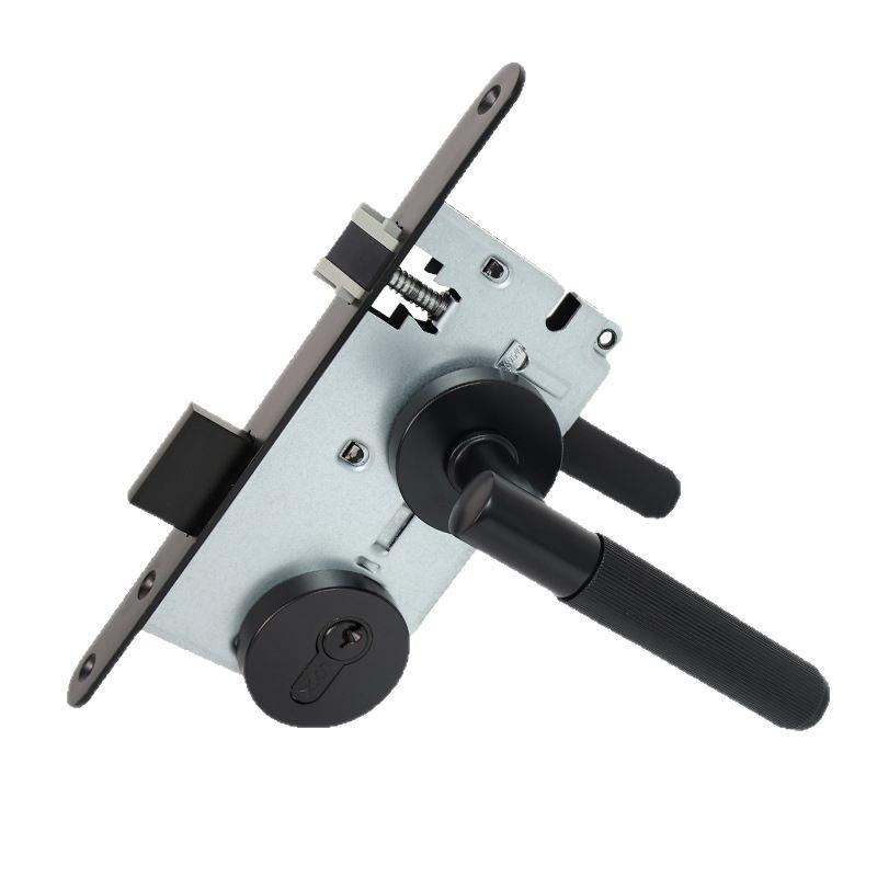 Minimalist Gold Knurled Zinc Alloy Interior Door Handle Lock