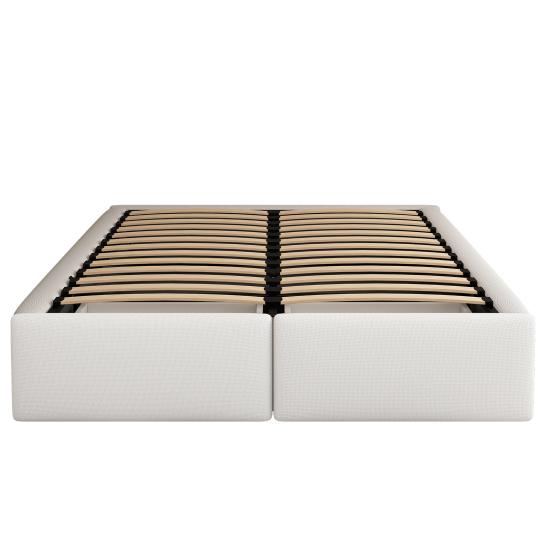 Double Bed 140x200cm Upholstered Bed Platform Without Headboard with Hydraulic Storage And 2 Drawers White