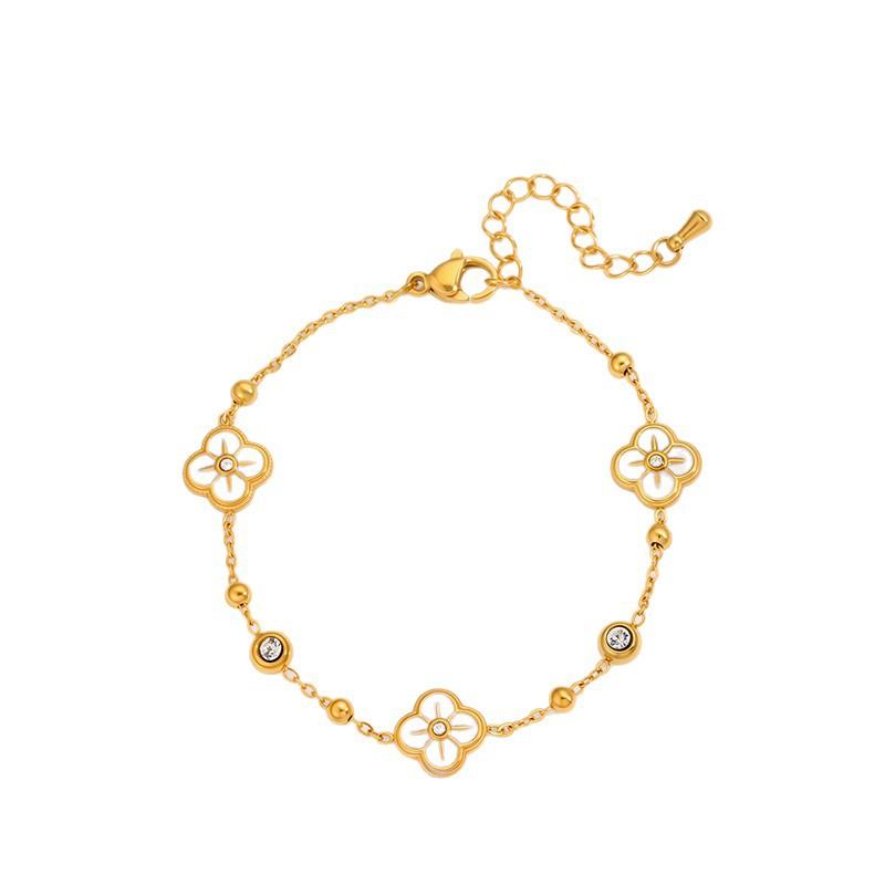 Love Titanium Steel Flower Design Four-leaf Clover Rhombus Fritillary Temperament Light Luxury Fashion Micro-inlaid