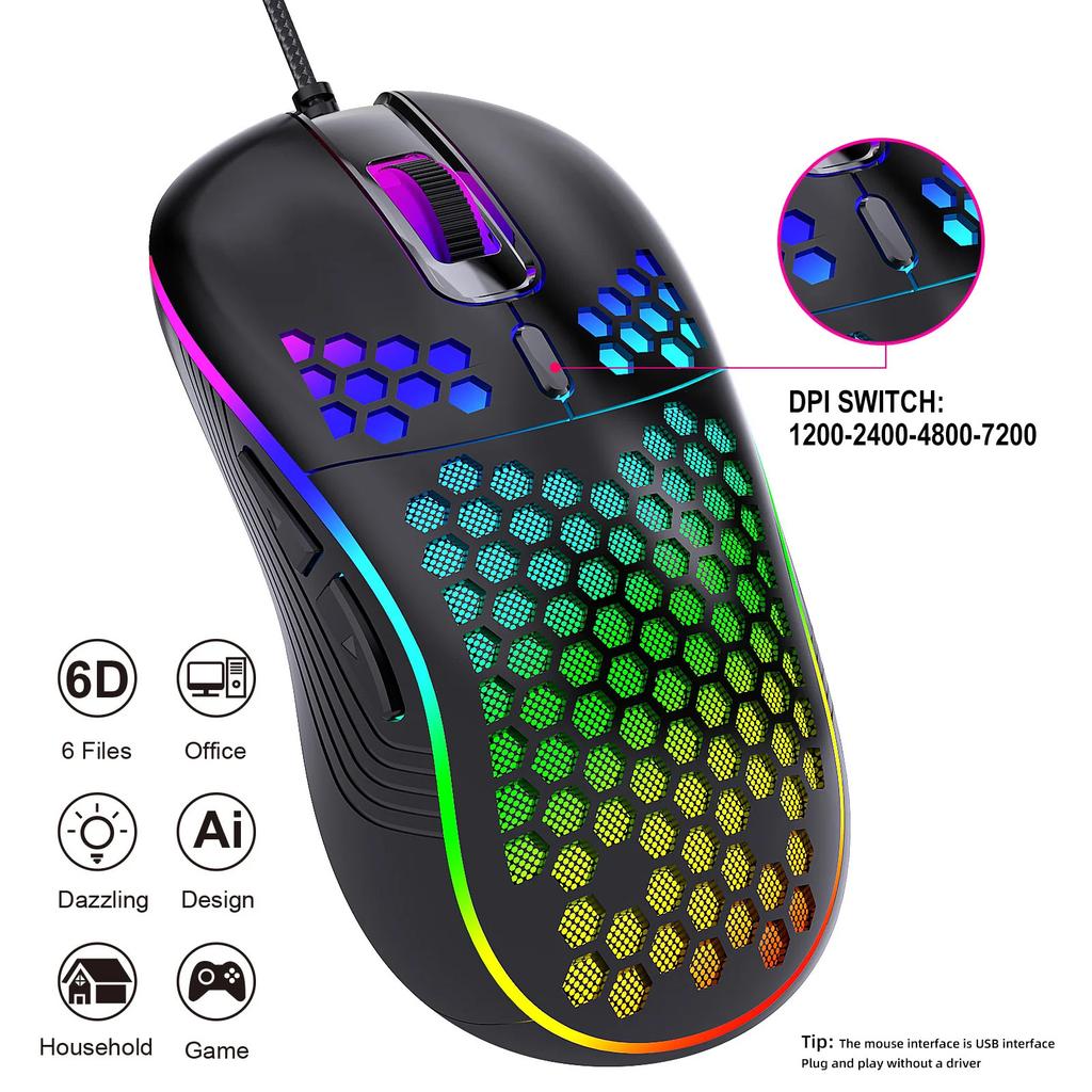 USB Wired Gaming office Mouse Mechanical Mouse USB Illuminated Mouse Adjustable Optical Gaming Mouse for Desktop Laptop