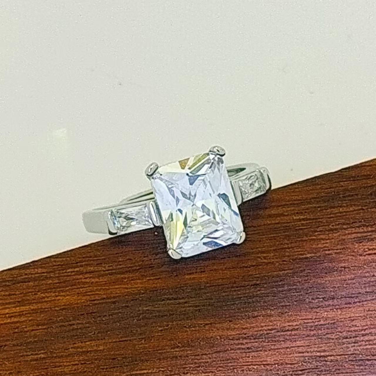 

Jewelry Imitation 8 * 10 Rectangular Zircon Ring Women S Fashion Versatile Zir*****Pen Ring Opening Adjustable