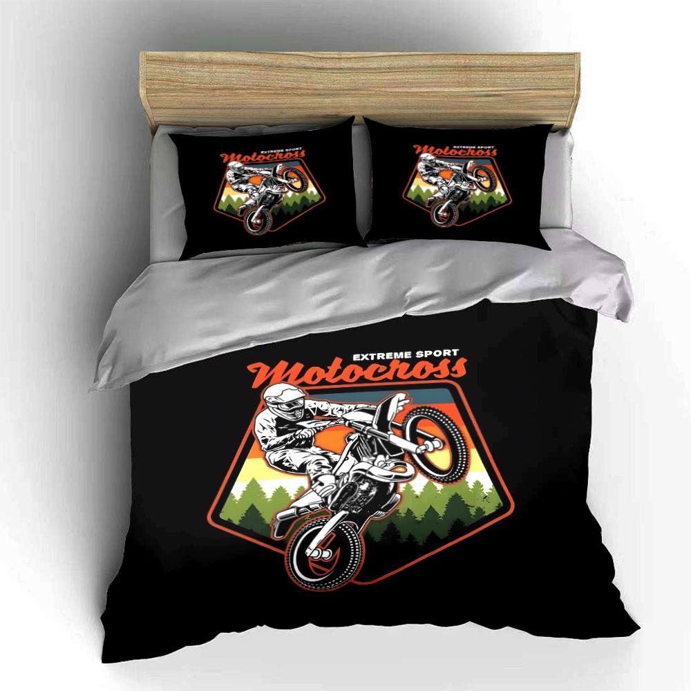 Motocross Adventure Gear Trio Set   kid s and adults  bedroom decor, Exquisite three-piece bedding set gift 135x200cm