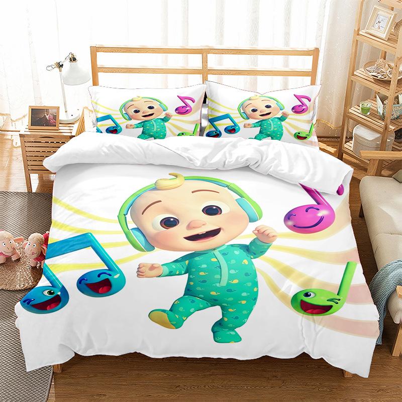 Super baby cartoon animation digital printing bedding three-piece set