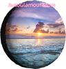 Spare Tire Cover Universal Tires Cover Sunset On The Ocean Car Tire Cover Wheel Weatherproof and Dust-Proof UV Sun Tire
