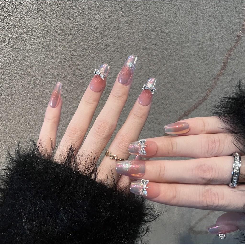 Nail Cute Stickers Bowknot Cat Eye For Ladies Midlong Style Enhancing White