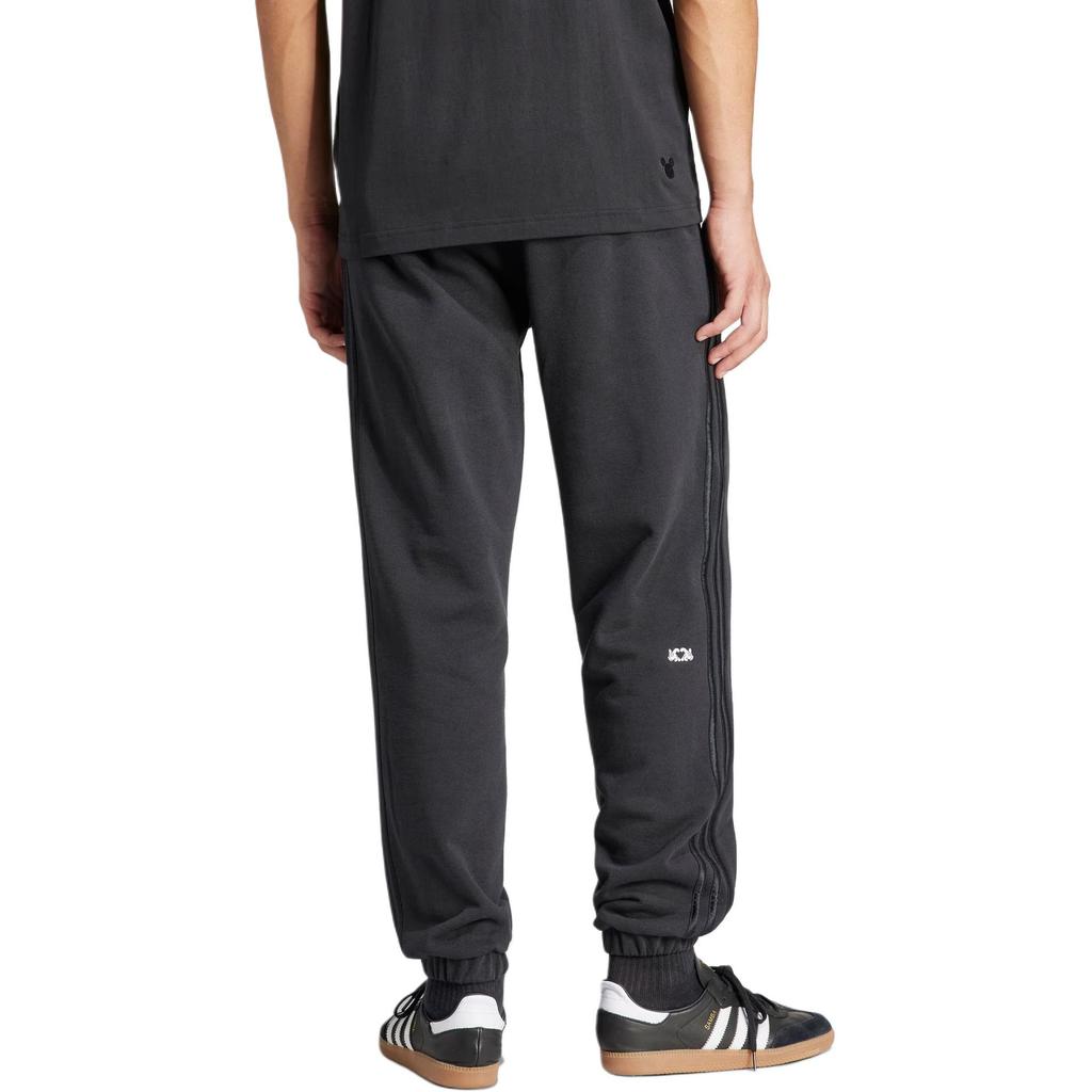 adidas Originals Mickey Mouse Collaboration SS24 Mickey Pattern Logo Solid Color Striped Side Tapered Knit Sports Pants Men Pants Black IY2267