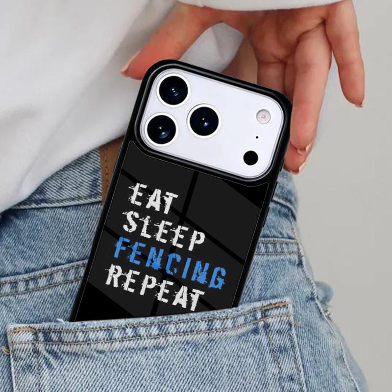 Eat Sleep Fencing Heartbeat Phone Case for iPhone 16e 15 14 13 12 17 Pro Max Plus Air 17pro Cover Coque