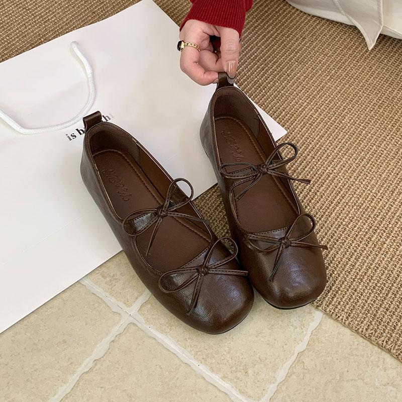 Mode Mode Schleife Damen Ballerinas Slipper Schuhe Damen Quadratische Zehenpartie Schuhe Weiche Flache Damen Mary Janes Ballerinas Schuhe