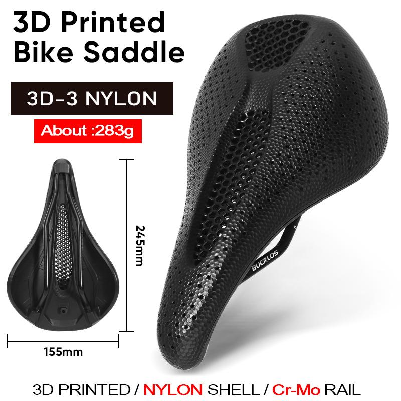 BUCKLOS 3D Printed Bicycle Seat Cushion Carbon Fiber Bike Saddle 143mm 155mm Bike Cushion Road MTB Triathlon Seat Nylon