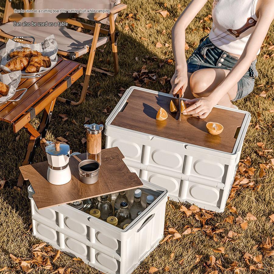 Outdoor Camping Truhe mit Holzdeckel und Griff