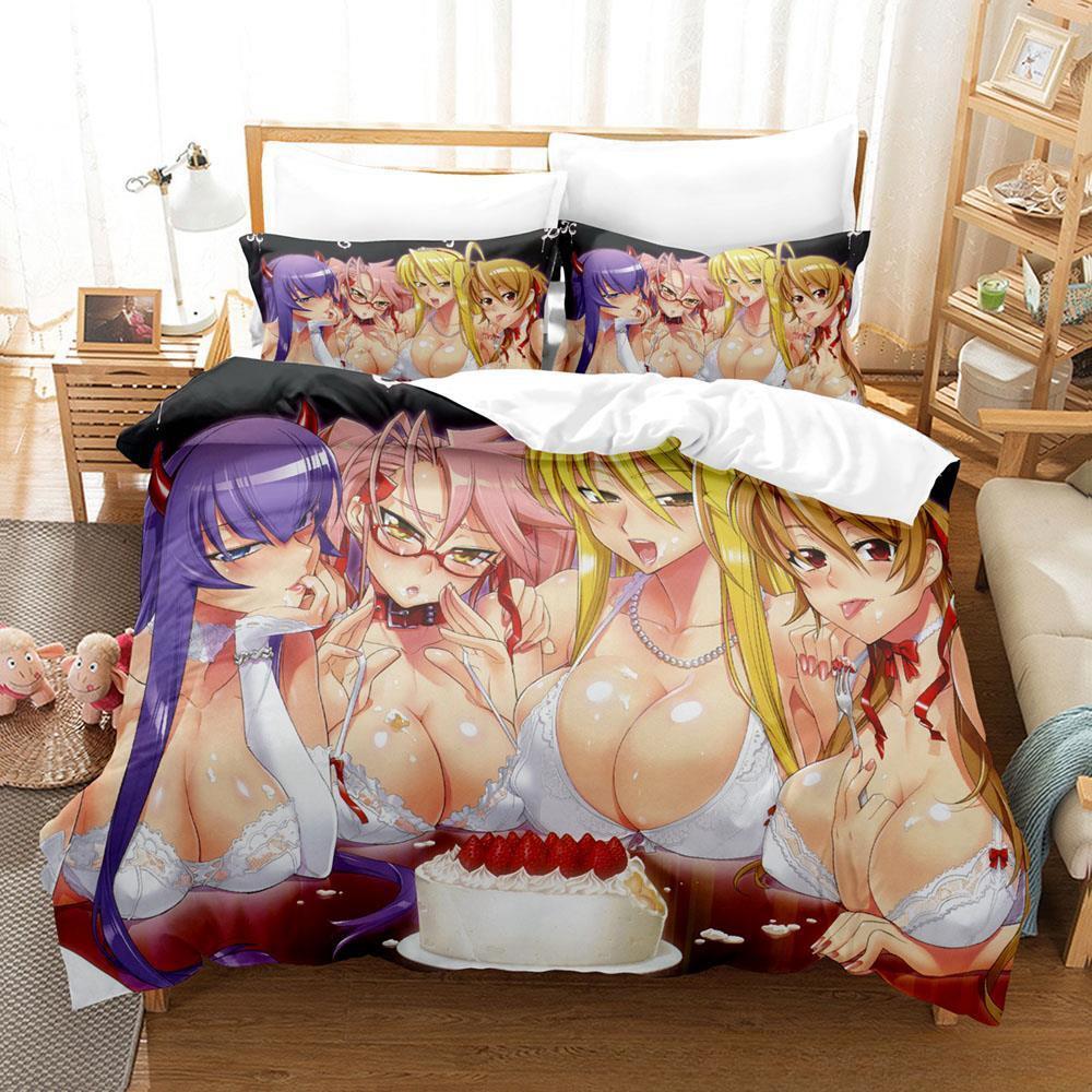 Anime Sexy Girl Highschool of the Dead Bedding Set Single Twin Full Queen King Size Bed Set Adult Kid Bedroom Duvet cover Sets