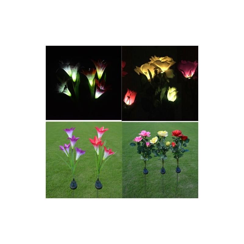Versatile Solar Power Lily Rose Garden Stake Lamp Enhancing Landscape With Timeless Charm