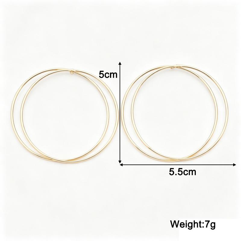 2026 New Double Circles Women's Hanging Earrings Gold Color Metal Hollow Round Dangle Earrings Punk Personality Ear Jewelry