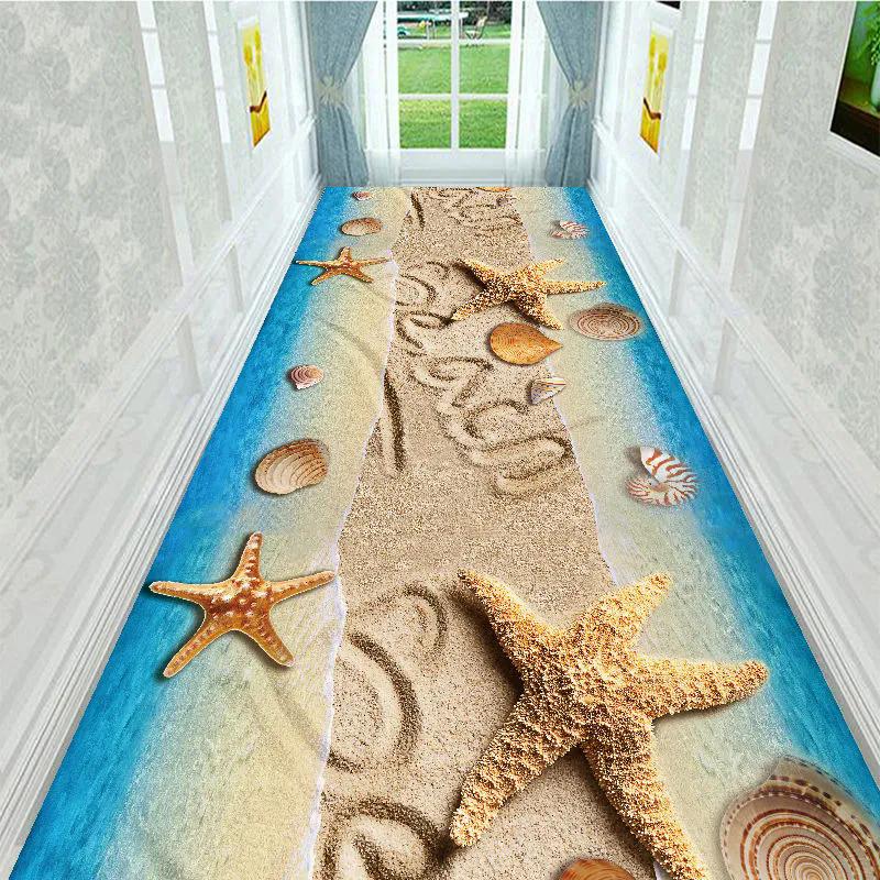 WTEMPO 5D Printable Cut-out Porch Floor Mat Large Size Aisle Stair Carpet Home Washable Non-slip Mat for Hallway