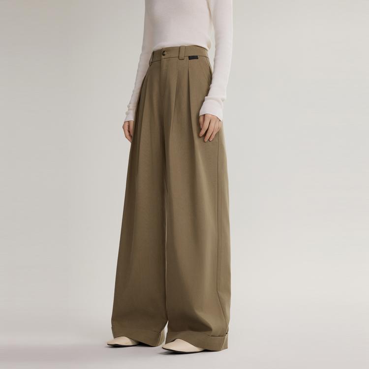 ELLE French Design Laisel Bare Feel Lazy Relaxed Loose Pants Women bottoms Brown EK49593
