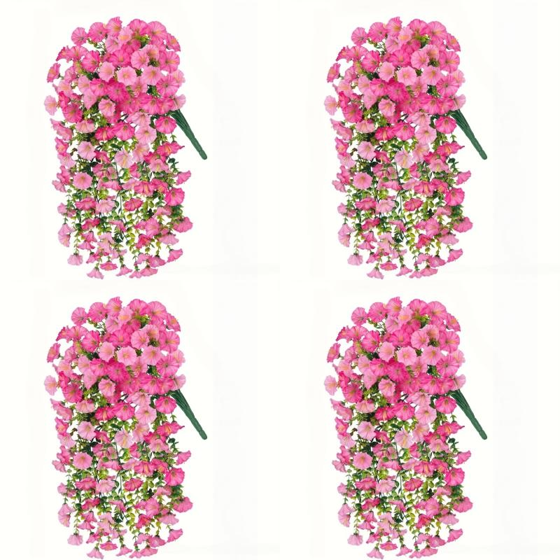2/4Pcs Versatile Outdoor UV-Resistant Artificial Morning Glory & Eucalyptus Hanging Decor Perfect For Home Garden And Weddings