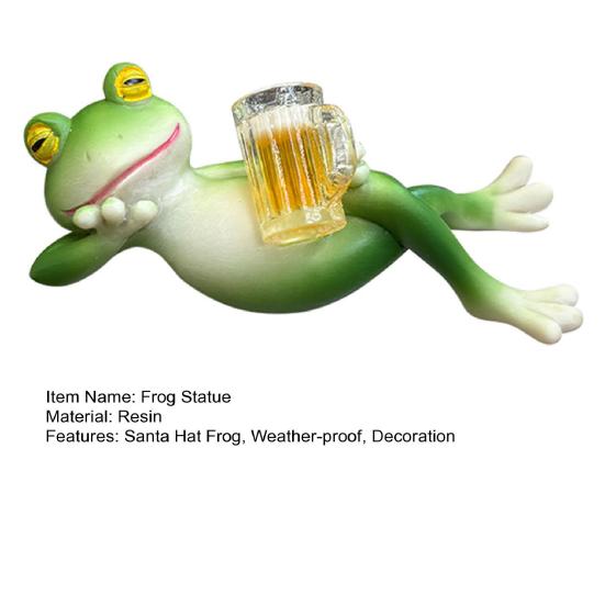 Christmas Santa Hat Frog Statue Indoor Outdoor Garden Frog Resin Figurine Sculpture Planter Pot Desktop Decoration Ornament