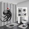 Ocean Monster Octopus Print Shower Curtain Set Waterproof Bathroom Curtain Set With Rugs Toilet Cover Mat For Bathroom Decor