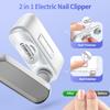 Electric Automatic Nail Clipper with LED Light & 2 Speeds, Fingernail Cutter and Polisher 2 In 1 Design, Nail Scraps Storage Rechargeable Safety