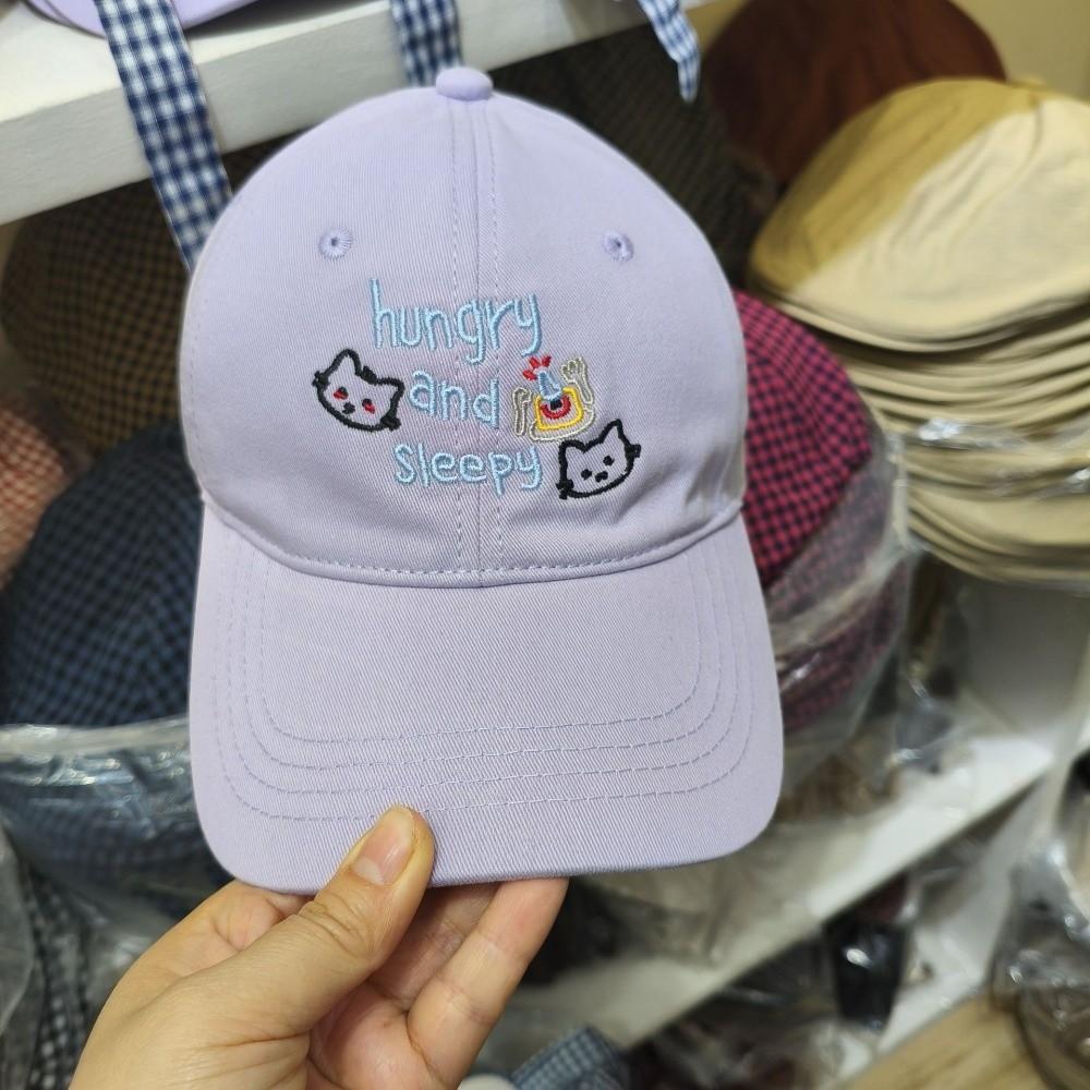 Cotton Letter Baseball Cap Embroidery Snapback Cap Fashion Cat Peaked Cap  Teenagers